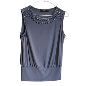 THE LIMITED Studded pearl neck sleeveless blouse